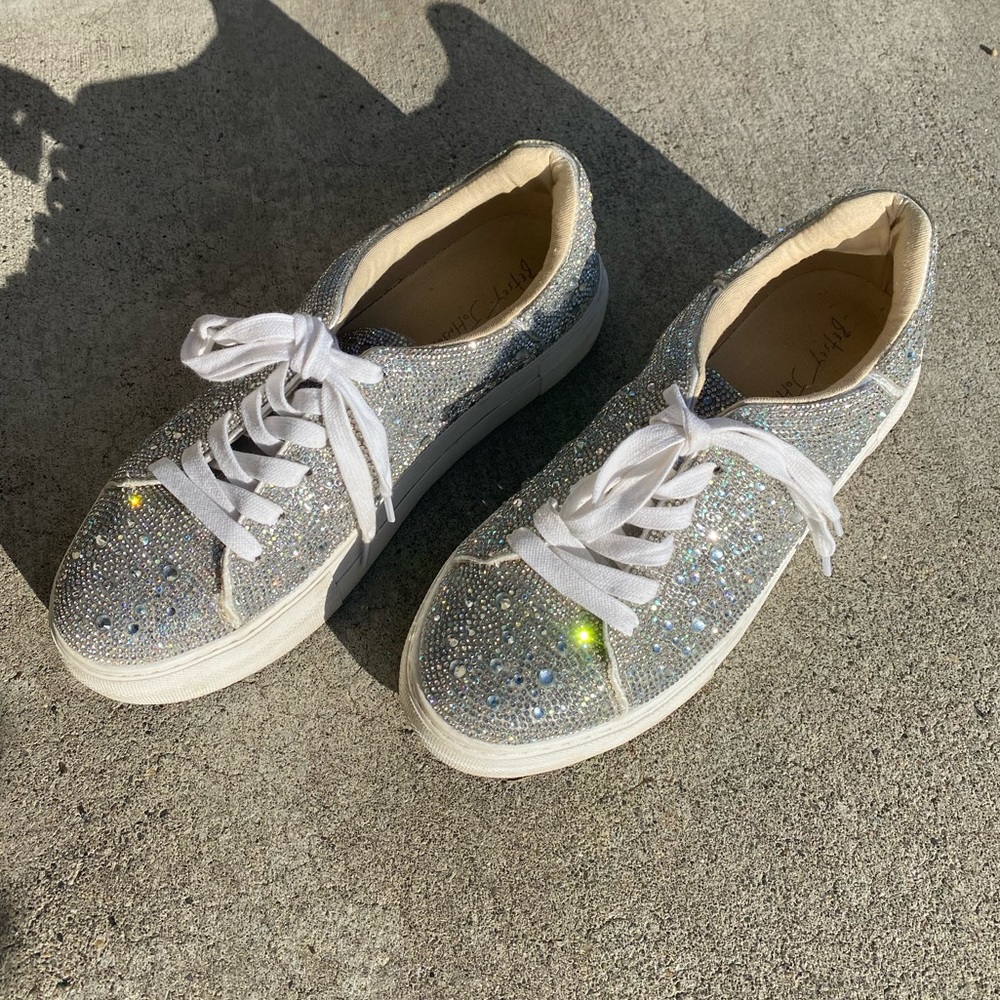 Sidney silver rhinestone sneakers Betsey Johnson
